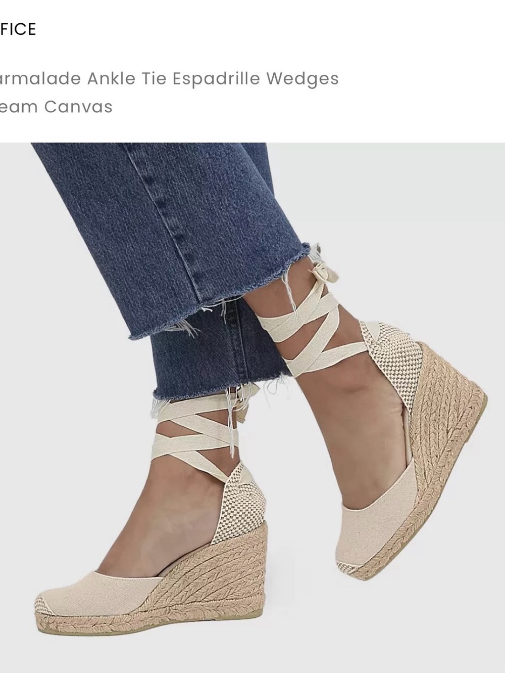 Ankle-Tie Espadrille Wedge Sandals - Cream